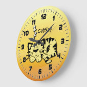 Grande Horloge Ronde Kellow Kitty Cat Nap Wall Clock (Angle)
