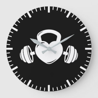 Grande Horloge Ronde Kettlebell Barbell Love - Gym Workout Motivational