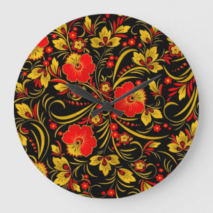 Grande Horloge Ronde Khokhloma russe