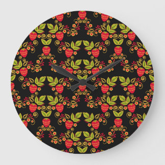 Grande Horloge Ronde Khokhloma Russian Berries : Style traditionnel