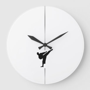 Grande Horloge Ronde Kickboxing Minimaliste - Arts Martiaux Grand Horlo