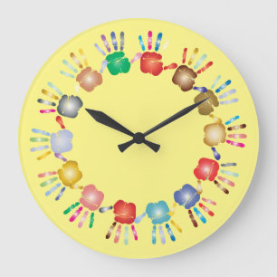 Grande Horloge Ronde Kids Painted Hands