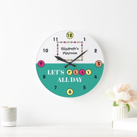 Grande Horloge Ronde Kids Playroom play all day with green (Maison)