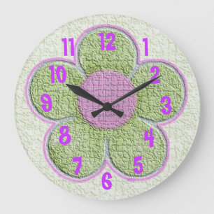 Grande Horloge Ronde Kids Textured Flower Wall Clock