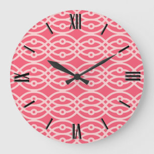 Grande Horloge Ronde Kimono imprimé, corail profond rose