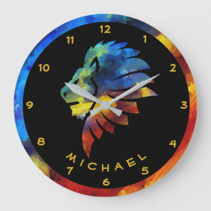 Grande Horloge Ronde King of the jungle watercolor name monogram