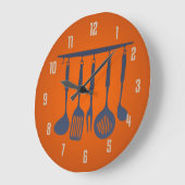 Grande Horloge Ronde Kitchen Utensils Orange Kitchen Clock (Angle)