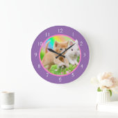 Grande Horloge Ronde Kitten & Bunny avec arc-en-ciel (Maison)