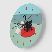 Grande Horloge Ronde Kitten Riding Robot (Angle)