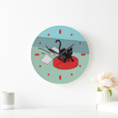 Grande Horloge Ronde Kitten Riding Robot (Maison)