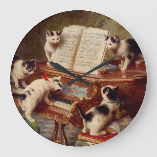 Grande Horloge Ronde Kittens and Piano (Recto)