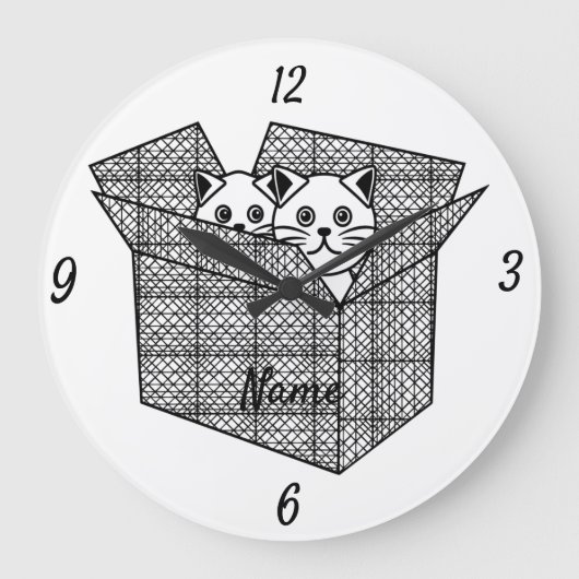 Grande Horloge Ronde Kittens dans une boîte Thunder_Cove (Recto)
