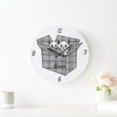 Grande Horloge Ronde Kittens dans une boîte Thunder_Cove (Maison)