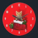 Grande Horloge Ronde Kitty<br><div class="desc">kitty christmas, pet friend cats tabby, birthday meowing fun kittens, friend gift love merry, poison</div>