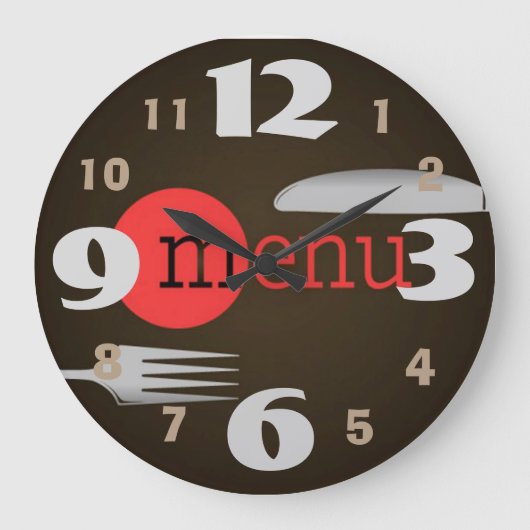 Grande Horloge Ronde Knife and Fork Kitchen Clock with Large Numbers (Recto)