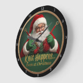 Grande Horloge Ronde Knit arrive Père Noël (Angle)