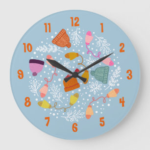 Grande Horloge Ronde Knitted Hats and Mittens Winter Set