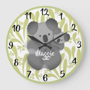 Grande Horloge Ronde Koala et Baby Joey
