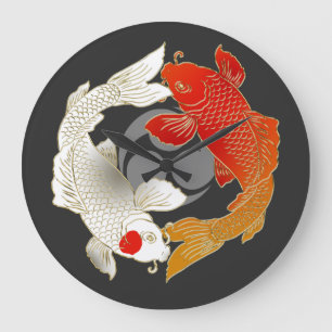 Grande Horloge Ronde Koi avec style Mon japonais