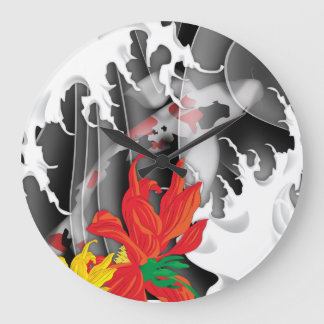 Grande Horloge Ronde Koi japonais traditionnel sous l'eau