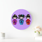 Grande Horloge Ronde Kokeshi dolls wall clock (Maison)