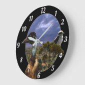 Grande Horloge Ronde Kookaburra, Émeu, Paysage australien, (Angle)