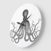 Grande Horloge Ronde Kraken - Octopus géant noir / Cthulu (Angle)