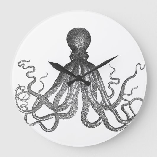 Grande Horloge Ronde Kraken - Octopus géant noir / Cthulu (Recto)
