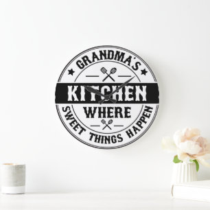 Grande Horloge Ronde La cuisine de grand-mère - Où les choses douces ar