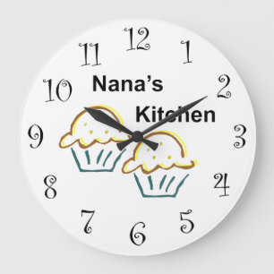 Grande Horloge Ronde La cuisine de Nana avec des muffins