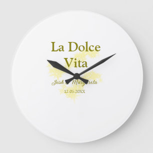 Grande Horloge Ronde La Dolce Vita jaune mariage couple Nom date glit
