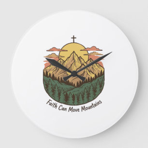 Grande Horloge Ronde La foi peut déplacer les montagnes Vintage Mountai