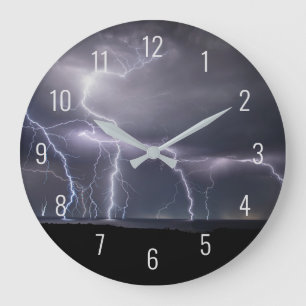 Grande Horloge Ronde La foudre frappe le paysage nocturne