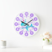 Grande Horloge Ronde La jolie baleine de l'enfant crachant de l'art mau (Maison)