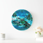 Grande Horloge Ronde La main tenu l'espoir Futuriste ville (Maison)