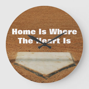 Grande Horloge Ronde La maison est où le coeur est marbre de base-ball