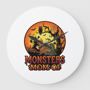 Grande Horloge Ronde La maman des monstres Halloween squelette citrouil