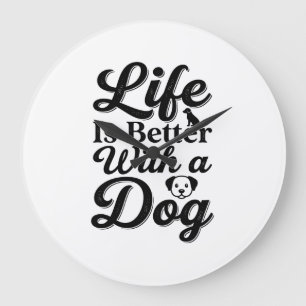 Grande Horloge Ronde La vie est meilleure avec un chien vintage t-shirt