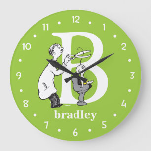 Grande Horloge Ronde L'ABC de Dr Seuss : Lettre B - Blanc Ajoutez vot