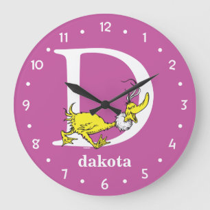Grande Horloge Ronde L'ABC de Dr Seuss : Lettre D - Blanc Ajoutez vot