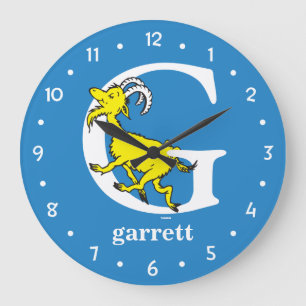 Grande Horloge Ronde L'ABC de Dr Seuss : Lettre G - Blanc Ajoutez vot