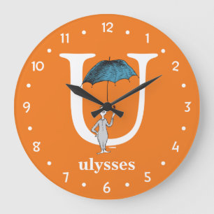 Grande Horloge Ronde L'ABC de Dr Seuss : Lettre U - Blanc Ajoutez vot