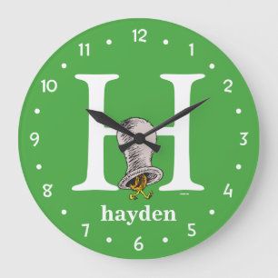 Grande Horloge Ronde L'ABC du Dr Seuss : Lettre H - Blanc   Ajoutez vot
