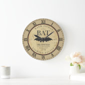 Grande Horloge Ronde Label Bat Droppings Vintage Halloween (Maison)