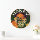 Grande Horloge Ronde Label Honey Brand Citrus Crate (Maison)