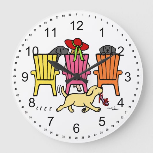 Grande Horloge Ronde Labrador Mom at Pool (Recto)