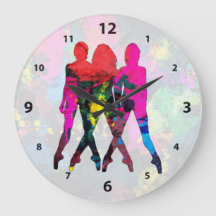 Grande Horloge Ronde L'abrégé sur personnes de danse colore l'horloge