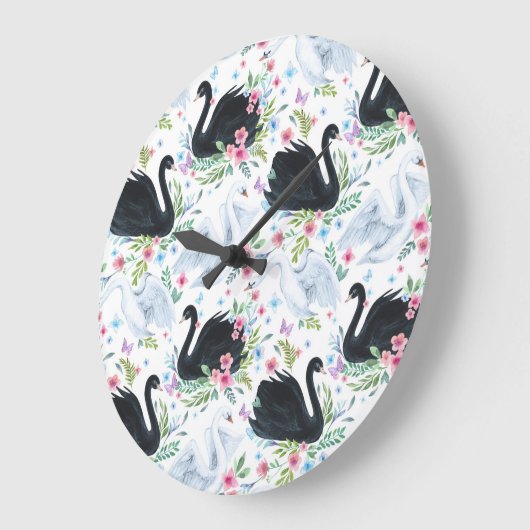 Grande Horloge Ronde Lac des Cygnes : Motif pastel aquarelle. (Angle)