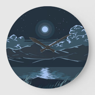 Grande Horloge Ronde Lac et montagne abstrait