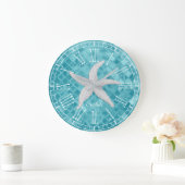 Grande Horloge Ronde Lac White Starfish (Maison)
